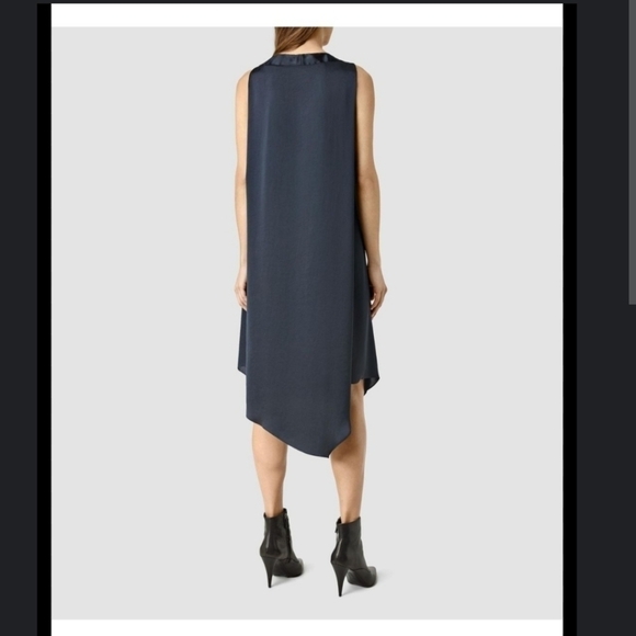 All Saints Blaze Dress Asymmetrical sleeveless black Satin dress Size 0 - Picture 2 of 10